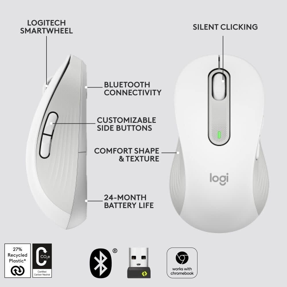 Logitech Signature M650 L Left Wireless Mouse Off-White thumbnail
