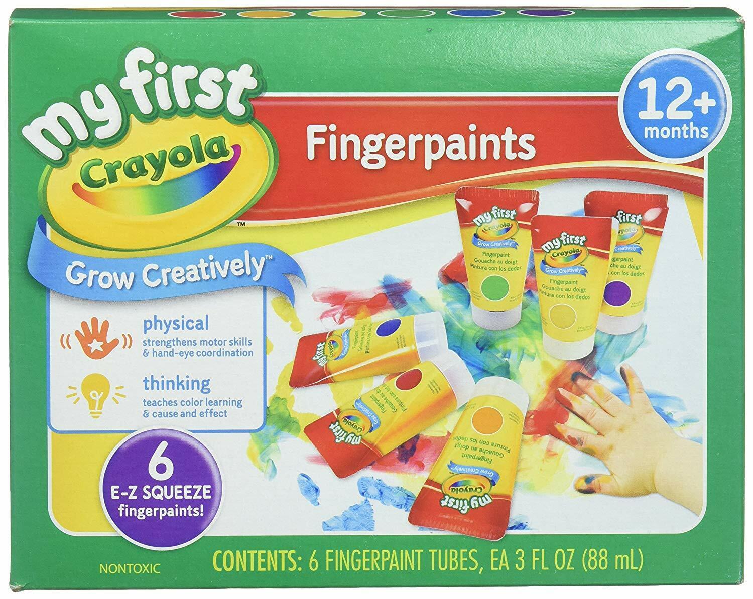 Crayola Washable Fingerpaint 6 Count Easy Squeeze Tubes 81-1429 thumbnail