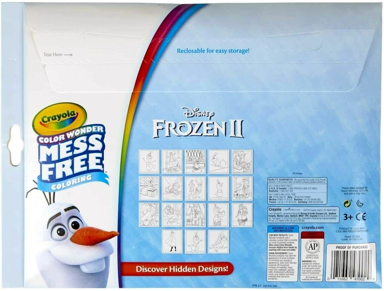 Crayola Color Wonder Mess Free Frozen 2 Coloring Pages & Markers. Bring home the joy of Disney's Frozen with a mess-free colouring experience!  75-7998 thumbnail