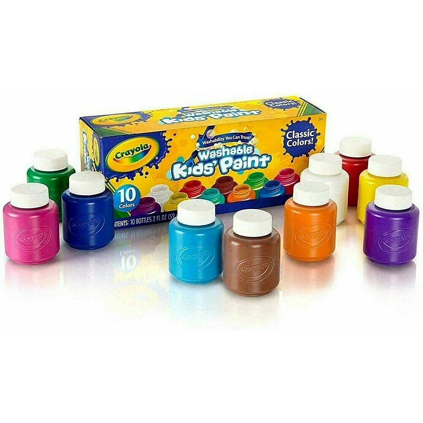 Crayola Washable Kids Paint Set Pack of 10 Bottles 2oz 54-1205 thumbnail