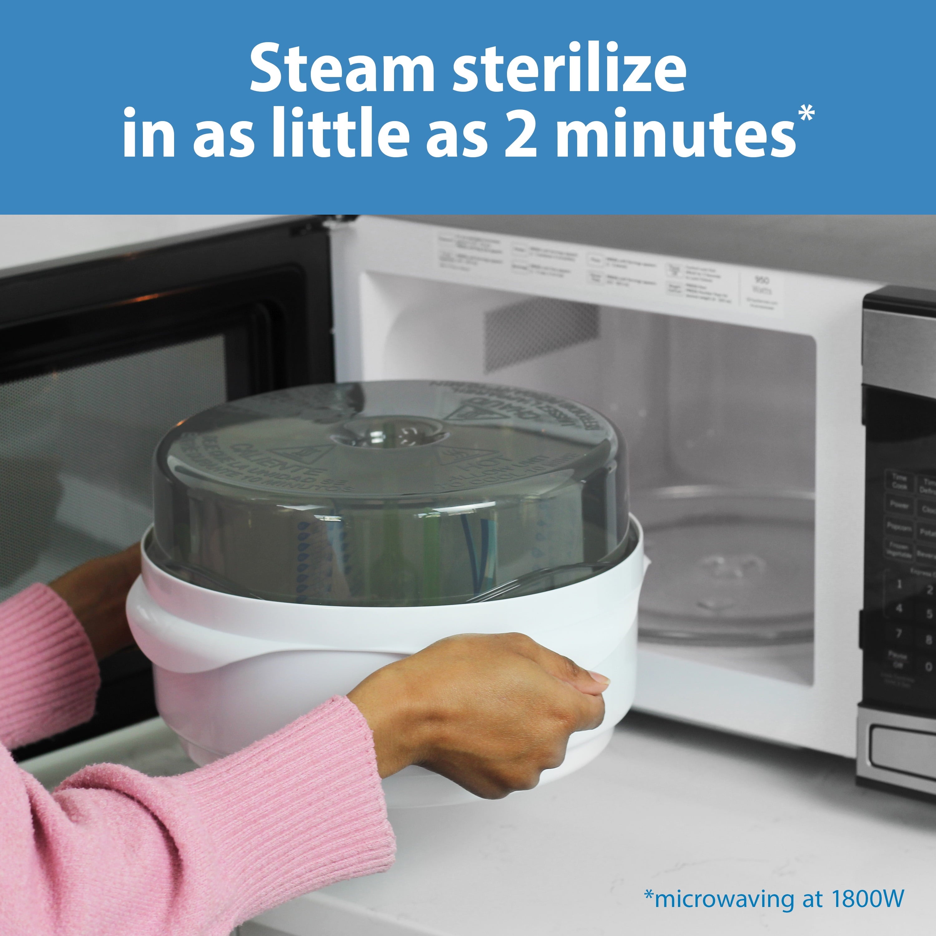 Microwave Steam Sterilizer, Quickly Sterilize Baby Bottles, Pacifiers, Breast Pump Parts, & Accessories, Travel-Friendly, BPA Free, 1 Pack thumbnail