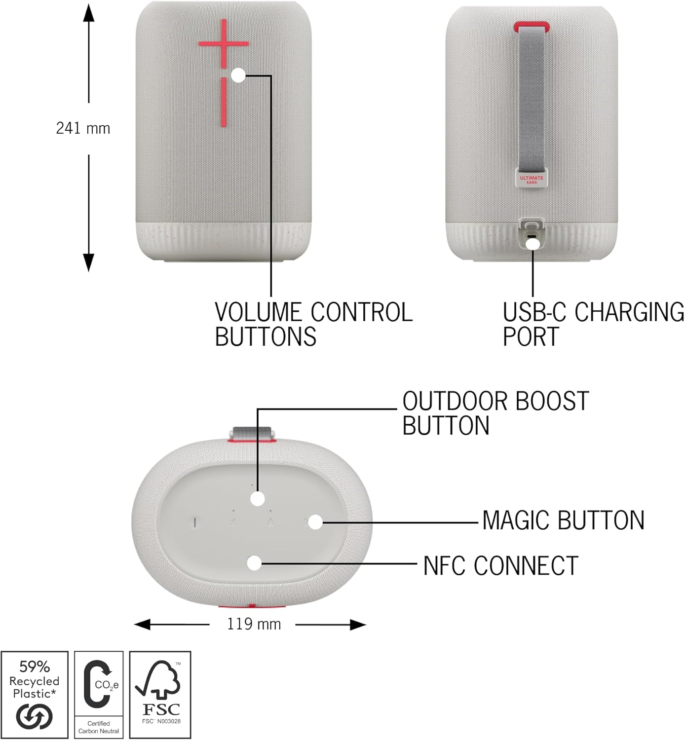 Ultimate Ears EPICBOOM, Portable Wireless Bluetooth Speaker Big Bass Waterproof Floatable White. Keep the party going longer with 17 hours of playtime and a massive 180 ft (55 m) range. 984-001866 thumbnail