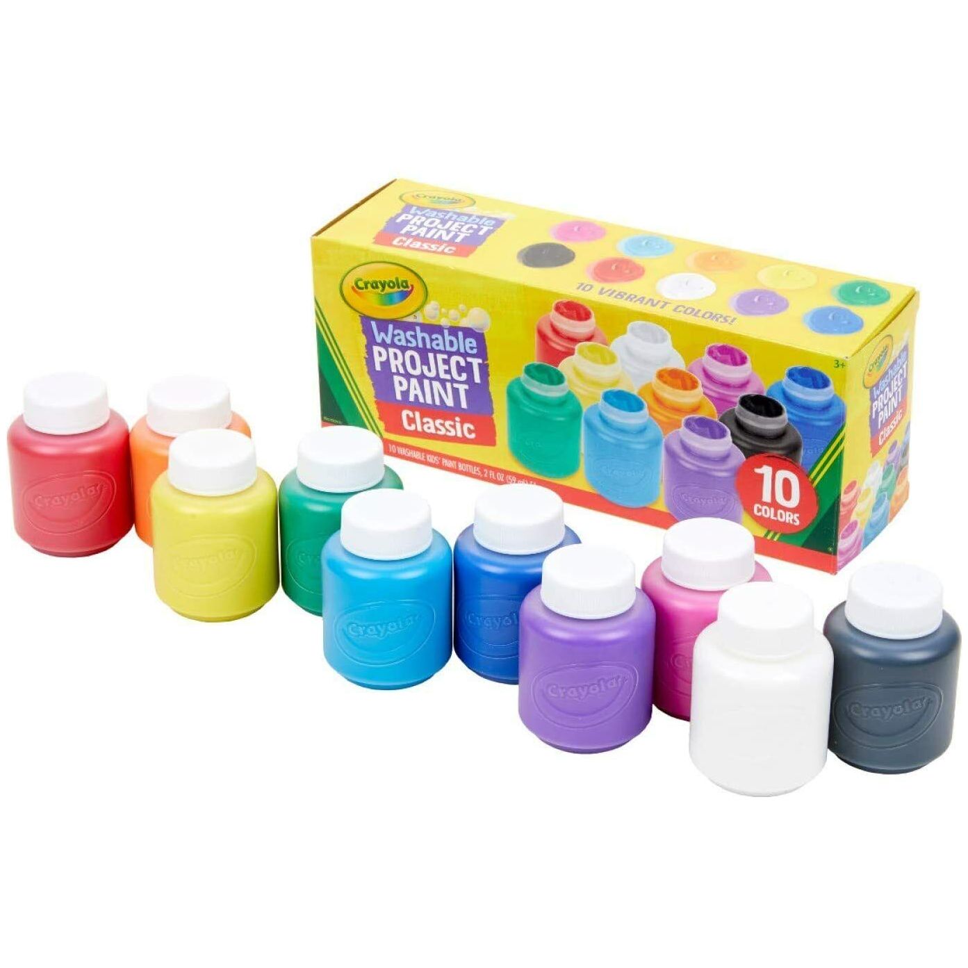 Crayola Washable Kids Paint Set Pack of 10 Bottles 2oz 54-1205 thumbnail