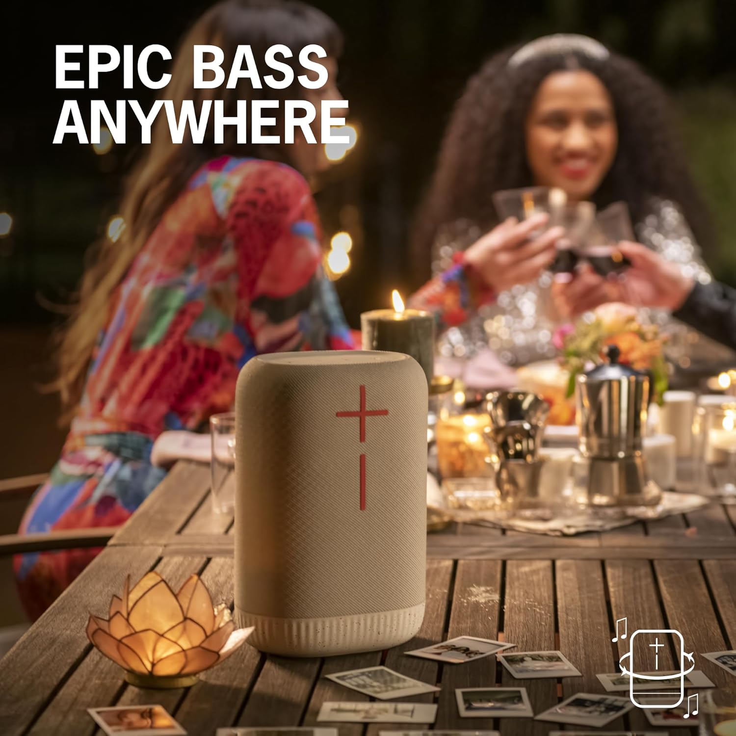 Ultimate Ears EPICBOOM, Portable Wireless Bluetooth Speaker Big Bass Waterproof Floatable White. Keep the party going longer with 17 hours of playtime and a massive 180 ft (55 m) range. 984-001866 thumbnail