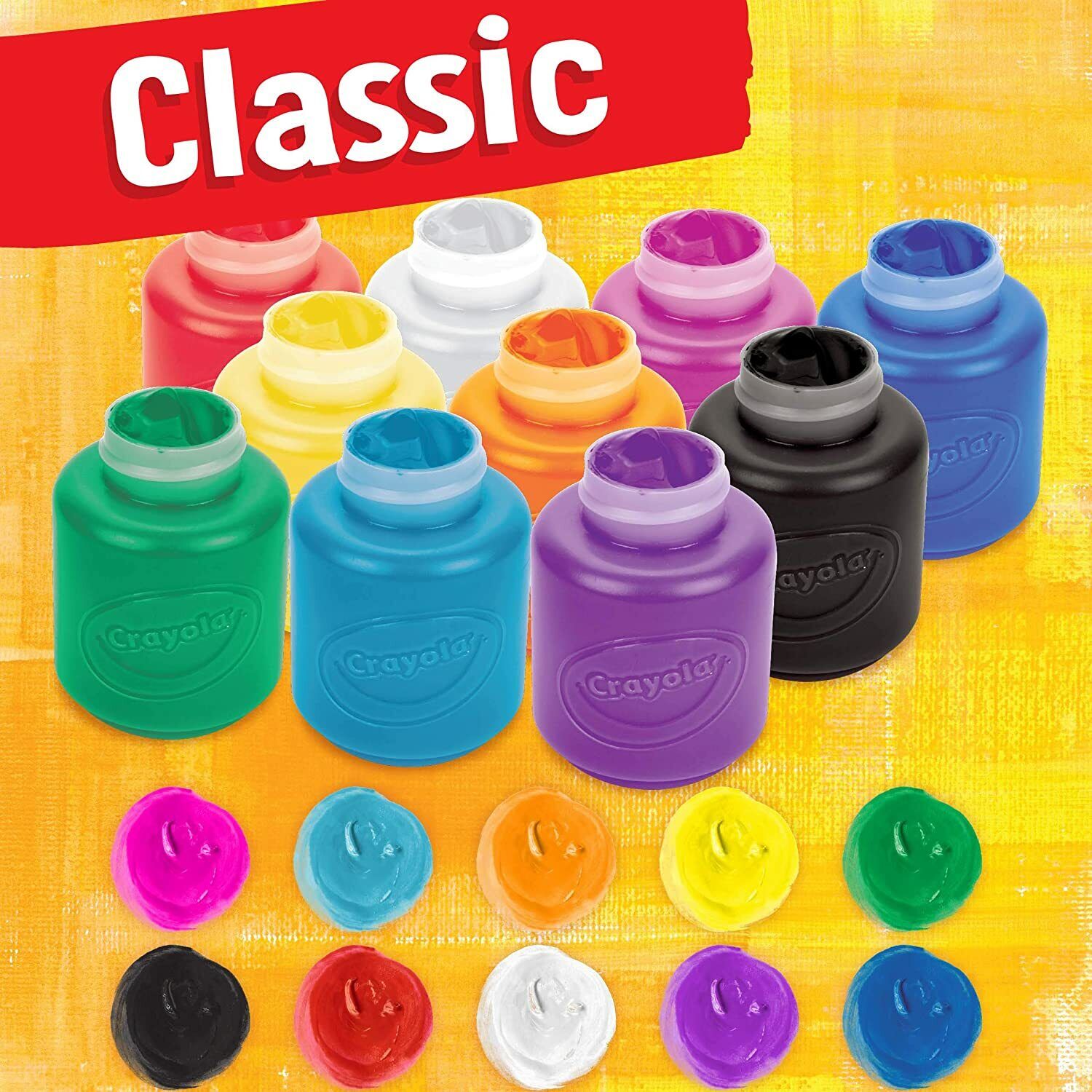 Crayola Washable Kids Paint Set Pack of 10 Bottles 2oz 54-1205 thumbnail