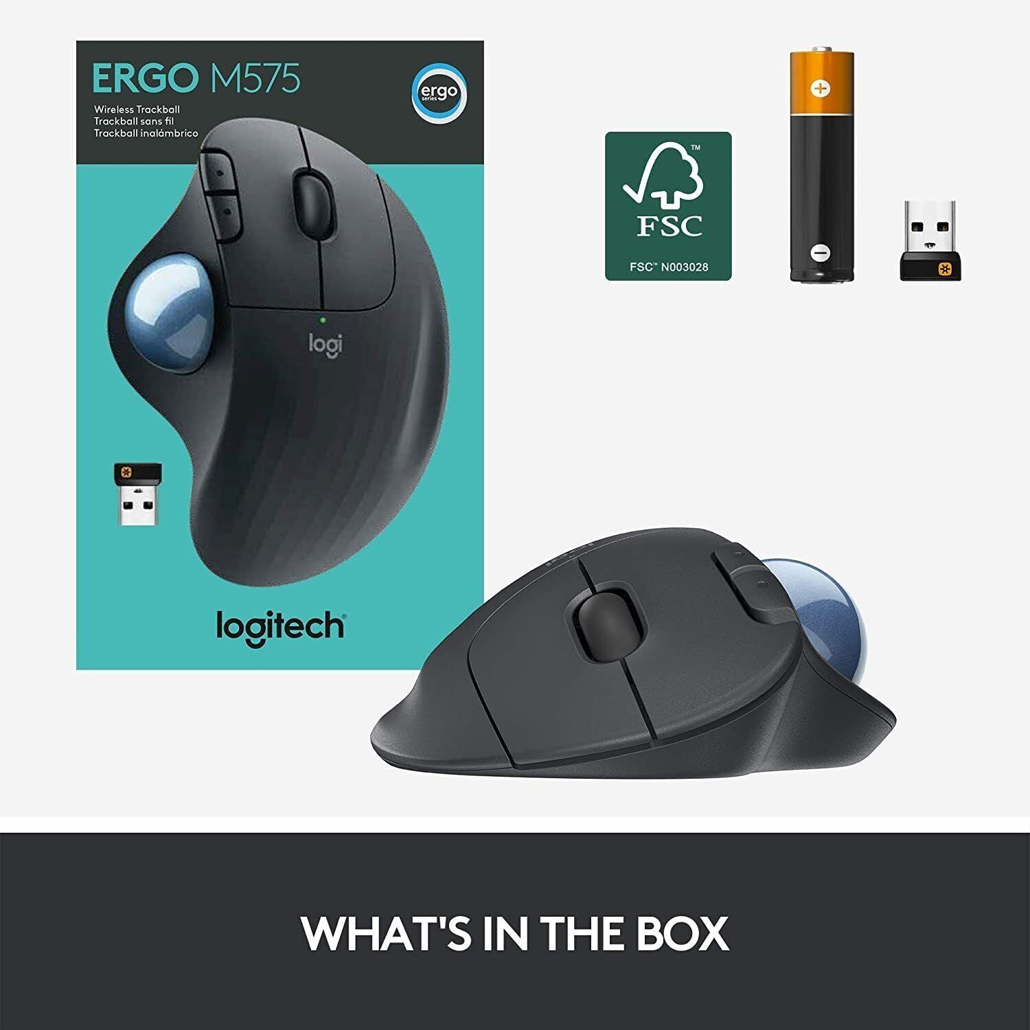 Logitech Wireless Trackball Mouse Ergonomic M575 thumbnail