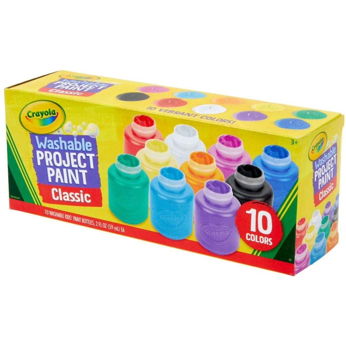 Crayola Washable Kids Paint Set Pack of 10 Bottles 2oz 54-1205 thumbnail