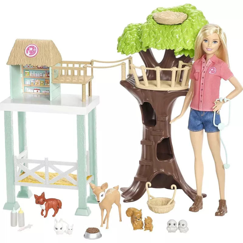 Barbie Animal Rescuer Doll Woodland Forest Rescue Care Center Shelter & Playset thumbnail