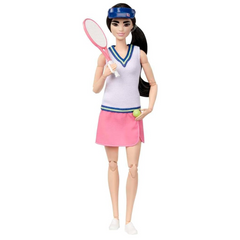 Barbie Careers Fashion Doll & Accessories, Made to Move Tennis Player This Barbie tennis champion doll is set to ace the game with 22 movable joints, allowing kids to assist her in serving, volleying, and playing! HKT73