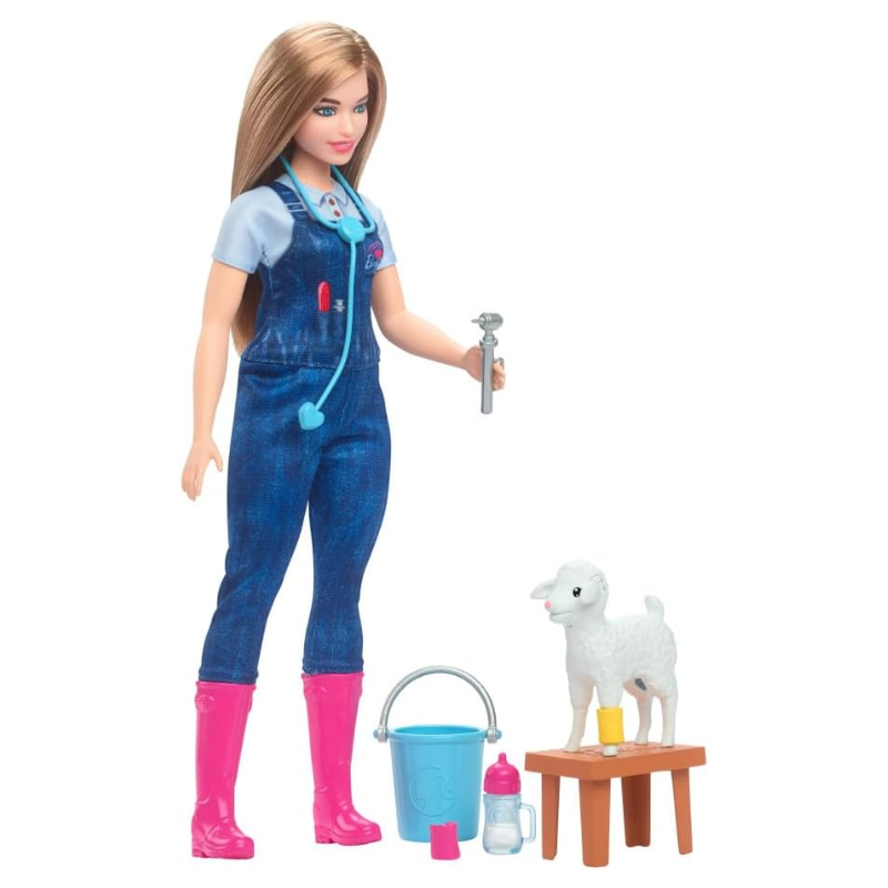 Barbie Careers Playset, 65th Anniversary Farm Veterinarian Set Celebrate 65 years of Barbie with a special collection of fashion dolls showcasing beloved careers, like this farm vet set!  HRG42 thumbnail