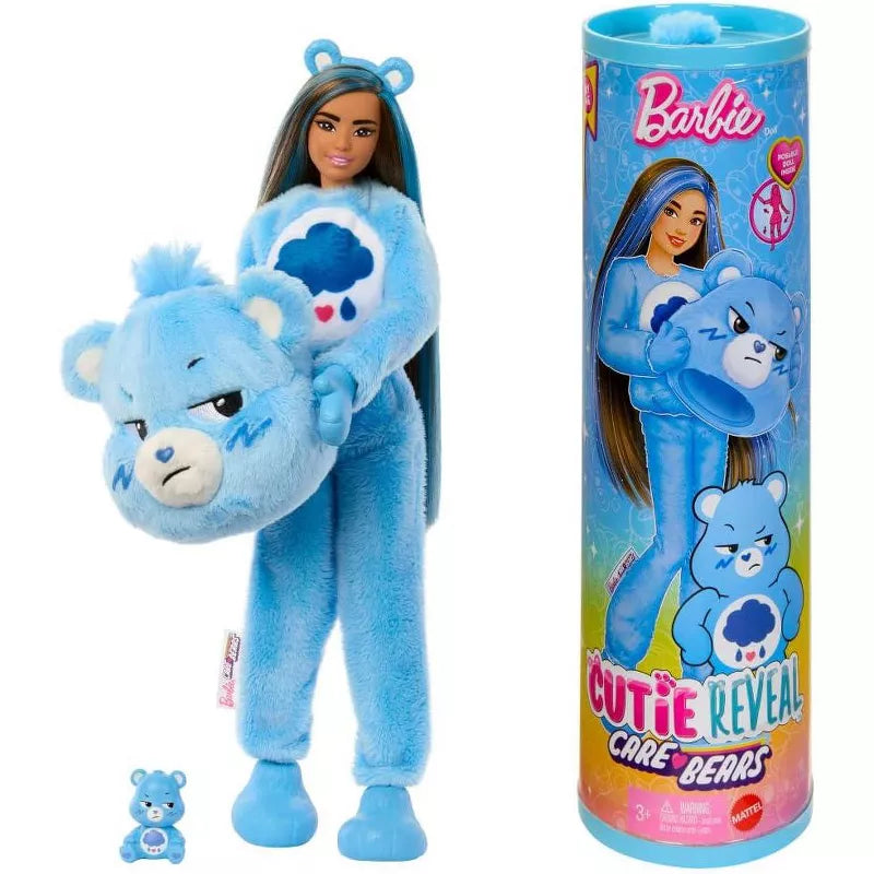 Barbie Cutie Reveal Care Bears Series Doll & Accessories in Grumpy Bear Plush Costume, 10 Surprises thumbnail