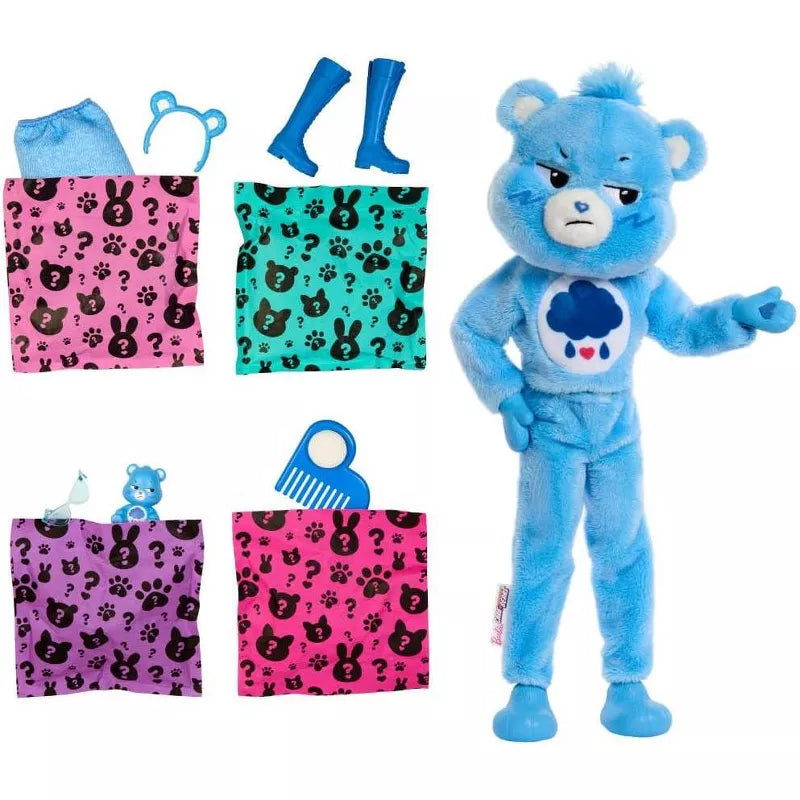 Barbie Cutie Reveal Care Bears Series Doll & Accessories in Grumpy Bear Plush Costume, 10 Surprises thumbnail