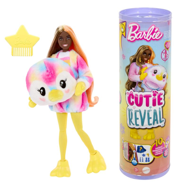 Barbie Cutie Reveal Doll & Accessories, Color Dream Series, Tie-Dyed Penguin Plush Costume & 10 Surprises. Barbie Cutie Reveal dolls offer an exciting unboxing experience HRK40 thumbnail