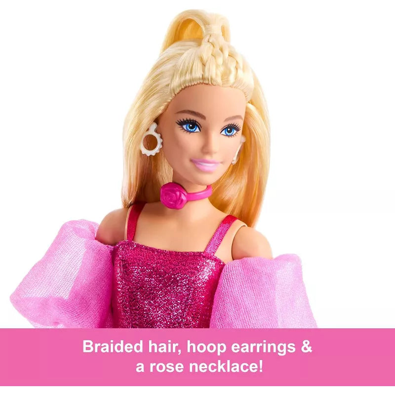 Barbie Deluxe Style Doll #5 in Metallic Pink Outfit, Blonde Hair, Sparkly Corset Top and Shiny Pants with Accessories thumbnail