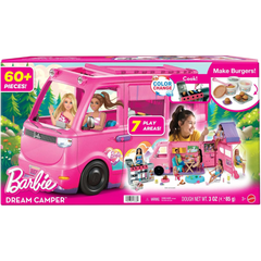 Barbie Dream Camper Playset Fishing Pond, BBQ Grill with Color-Change