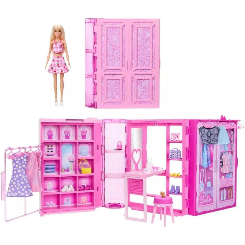 Barbie Dream Closet Toy Playset with Fashion Doll, Clothes, & 25+ Accessories thumbnail