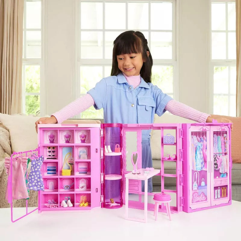 Barbie Dream Closet Toy Playset with Fashion Doll, Clothes, & 25+ Accessories thumbnail