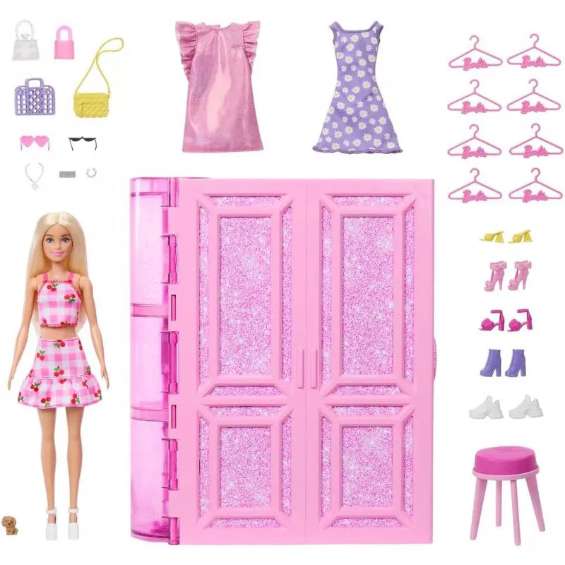 Barbie Dream Closet Toy Playset with Fashion Doll, Clothes, & 25+ Accessories thumbnail
