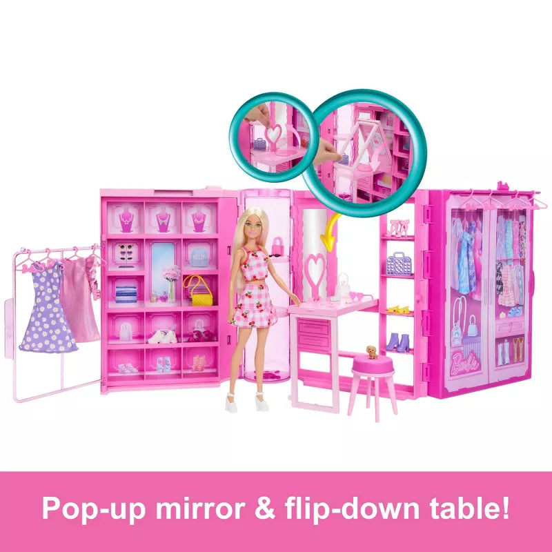 Barbie Dream Closet Toy Playset with Fashion Doll, Clothes, & 25+ Accessories thumbnail