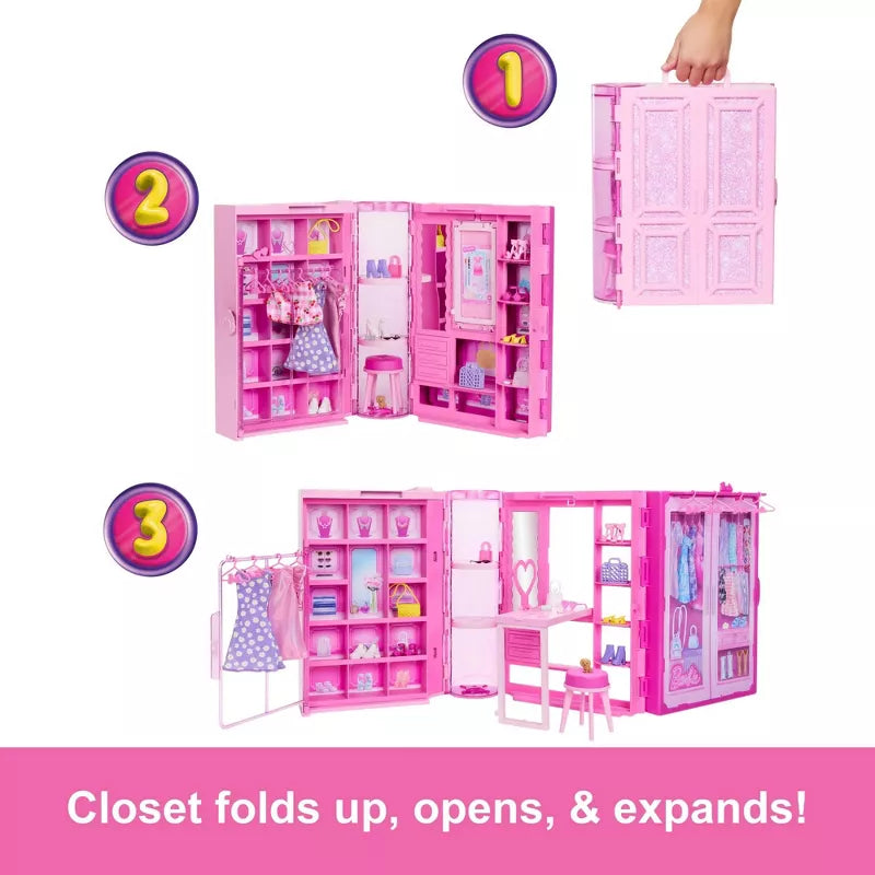 Barbie Dream Closet Toy Playset with Fashion Doll, Clothes, & 25+ Accessories thumbnail
