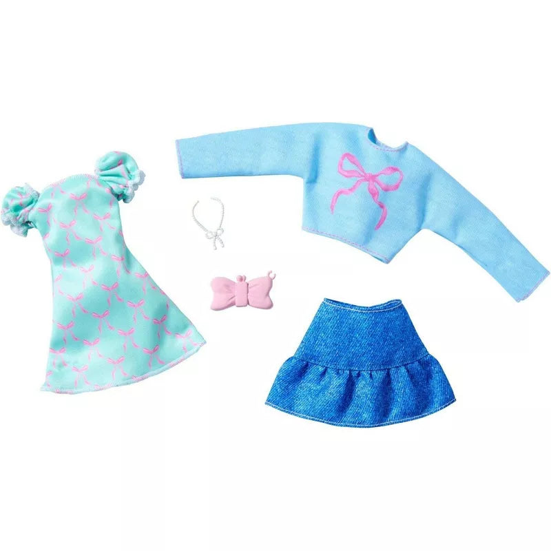 Barbie Fashion Outfit 4-Pack Bundle with Argyle, Polka Dot, Bow & Rose-Themed Clothing and Accessory Sets thumbnail