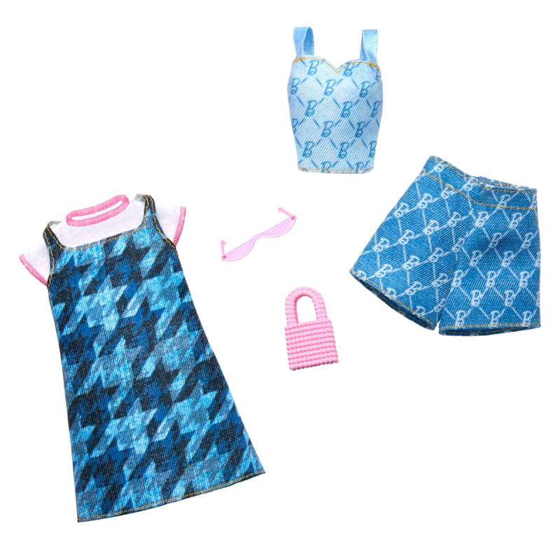 Barbie Fashions 2-Pack Clothing Set, Denim Outfits HRH45 thumbnail