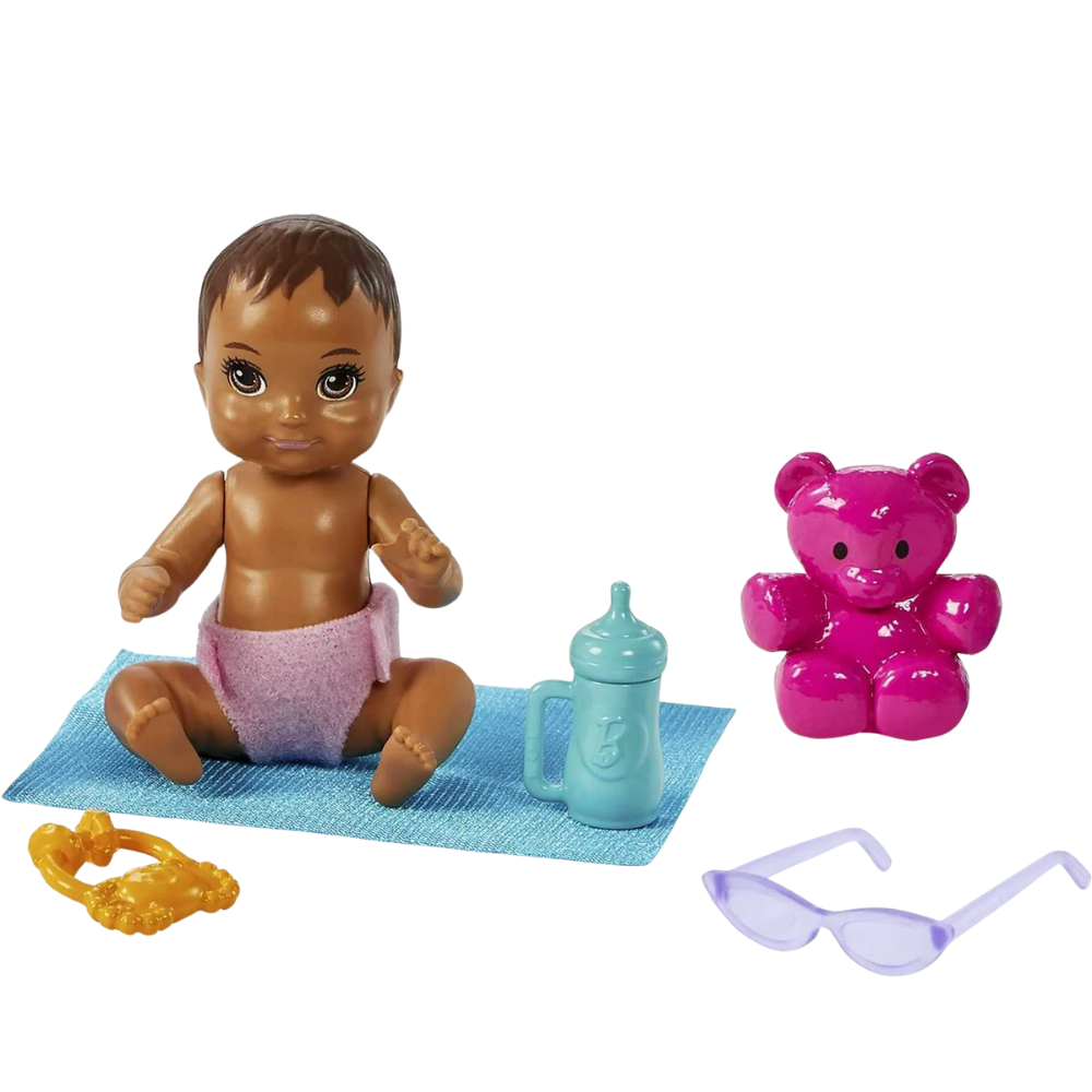 Barbie Skipper Babysitters Inc. Stroller Playset with Babysitter & Baby Dolls, Plus 5 Accessories. Babysitting Adventures Ahead!  Kids can take care of this sweet baby with the Barbie® Skipper™ Babysitters Inc™ dolls and playset! HHB68 thumbnail
