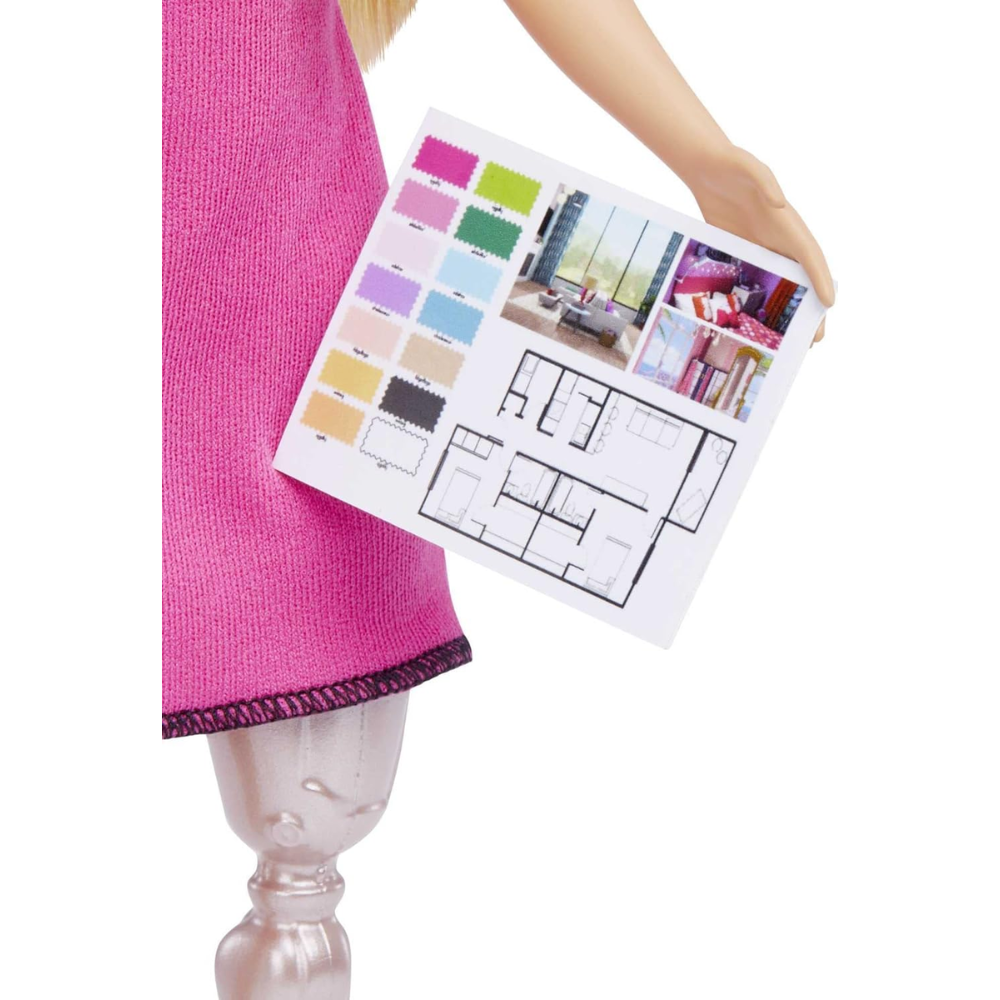 Barbie Careers Fashion Doll & Accessories, Interior Designer with Prosthetic Leg This Barbie doll highlights diversity by featuring a prosthetic leg, encouraging acceptance and helping children appreciate different abilities HCN12 thumbnail