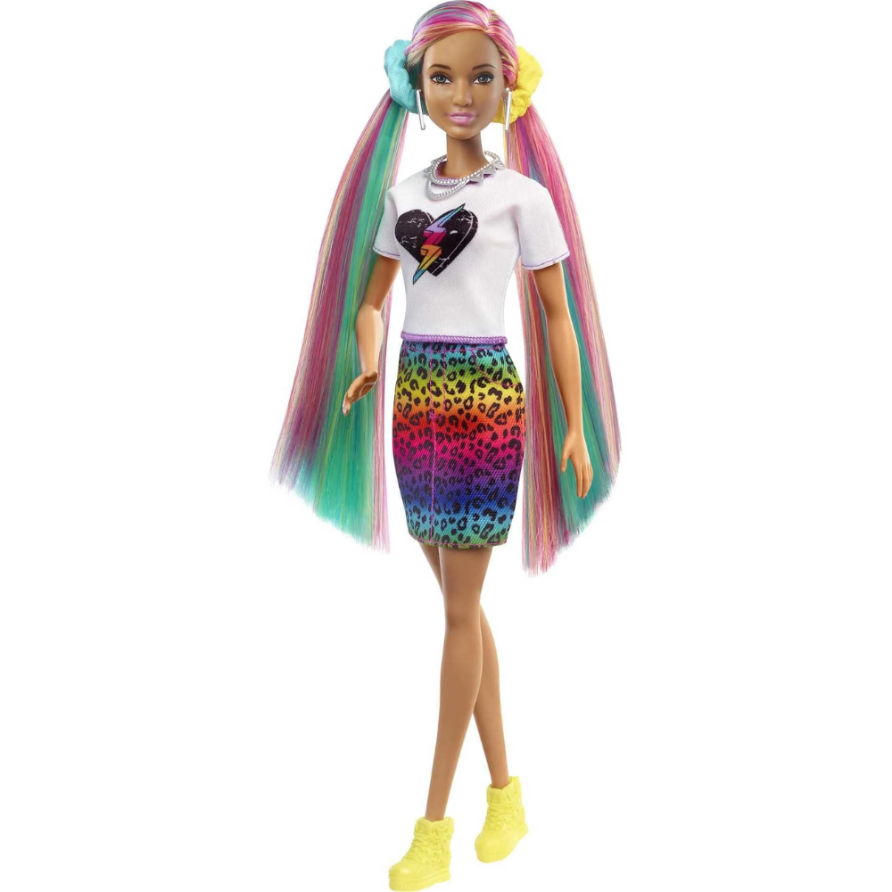 Barbie Leopard Rainbow Hair Doll GRN81 thumbnail