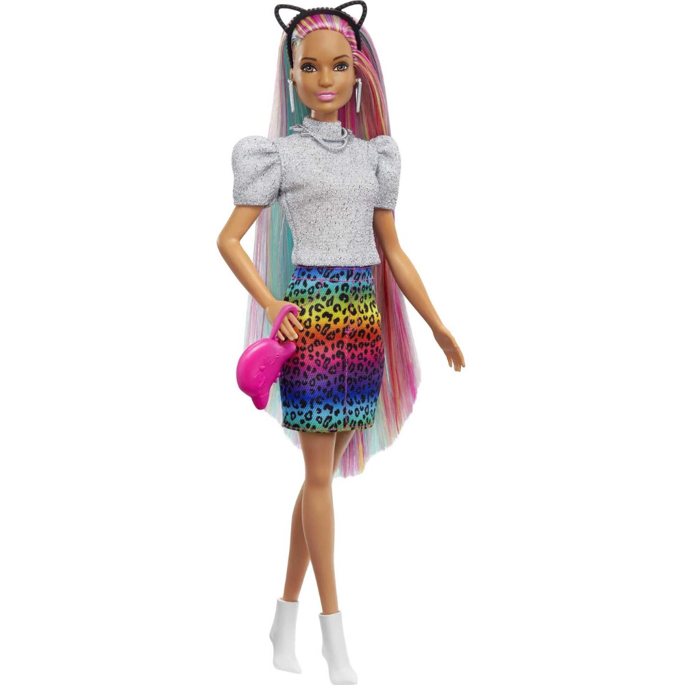 Barbie Leopard Rainbow Hair Doll GRN81 thumbnail