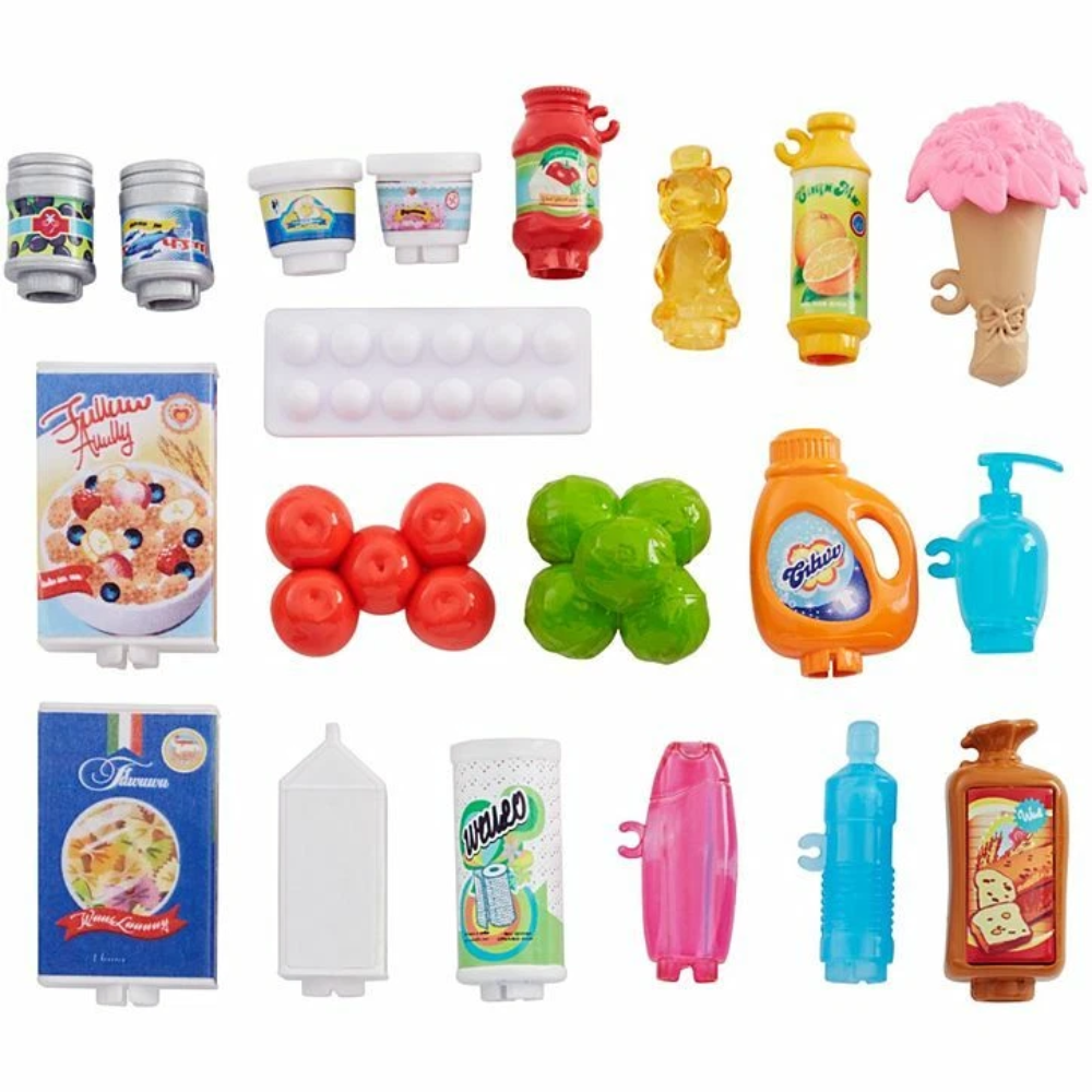 Barbie Supermarket Includes 25 grocery products. This vibrant supermarket playset features lively and interactive elements, sparking imaginative play while offering children a fun way to learn about grocery shopping and nutrition. FRP01 thumbnail