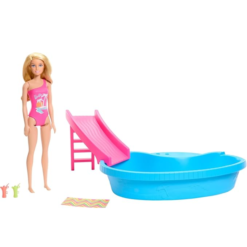 Barbie Doll & Pool Playset, Blonde HRJ74 thumbnail