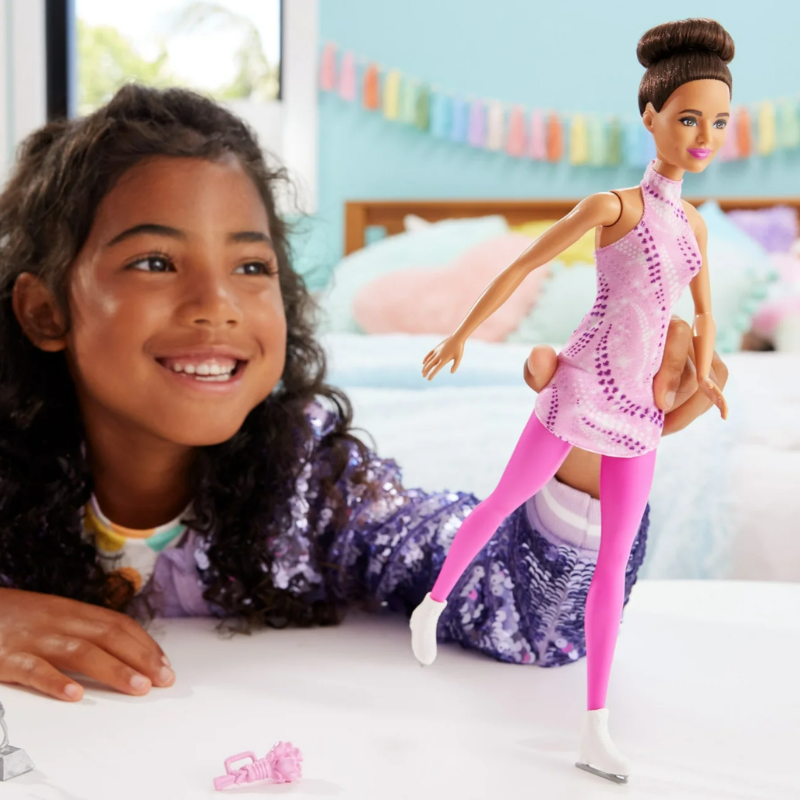Barbie Careers Fashion Doll & Accessories, Brunette Ice Skater HRG37 thumbnail