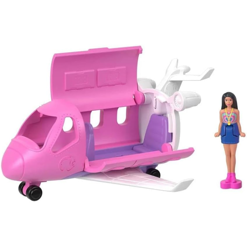 Barbie Mini BarbieLand Toy Vehicle Playset with 1.5-inch Doll & DreamPlane. This scaled-down version of the iconic Barbie Dreamplane features working doors and an exciting color-change transformation for added fun! HYF40 thumbnail