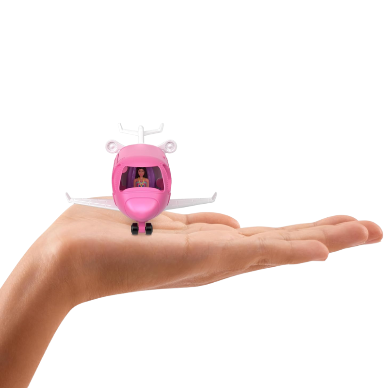 Barbie Mini BarbieLand Toy Vehicle Playset with 1.5-inch Doll & DreamPlane. This scaled-down version of the iconic Barbie Dreamplane features working doors and an exciting color-change transformation for added fun! HYF40 thumbnail