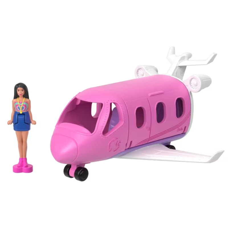 Barbie Mini BarbieLand Toy Vehicle Playset with 1.5-inch Doll & DreamPlane. This scaled-down version of the iconic Barbie Dreamplane features working doors and an exciting color-change transformation for added fun! HYF40 thumbnail