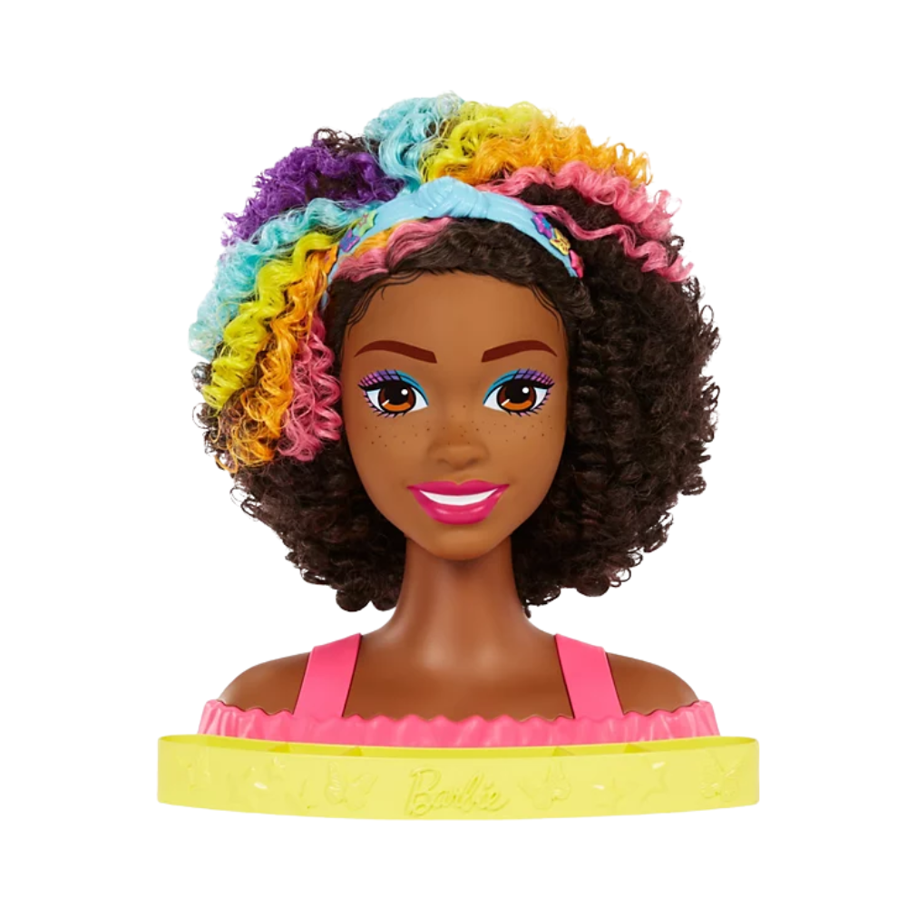 Barbie Totally Hair Styling Doll Head & 20+ Accessories. Barbie Totally Hair Deluxe Styling Heads turn any space into a fun beauty salon! With 22 accessories and ten color-change elements, kids can design endless creative hairstyles. HMD79 thumbnail