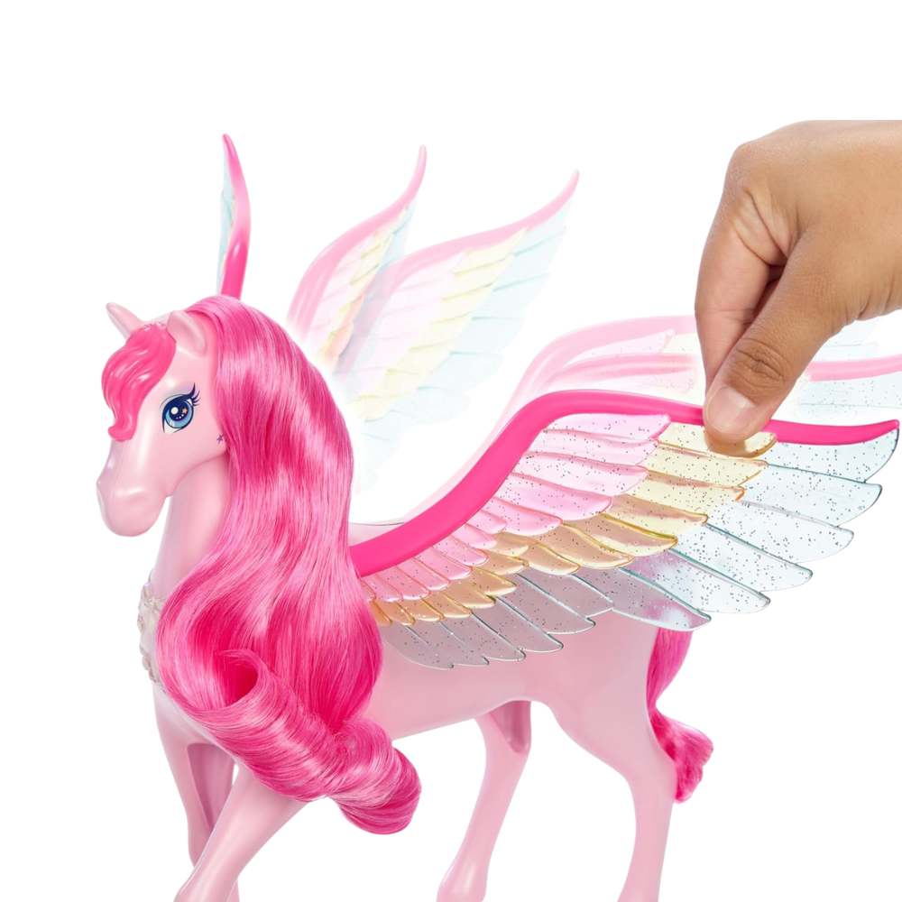 Barbie A Touch of Magic Pink Pegasus with Puppy, Winged Horse Toys with Lights and Sounds This enchanting pegasus includes ten unique accessories and features captivating lights and sounds! HLC41 thumbnail