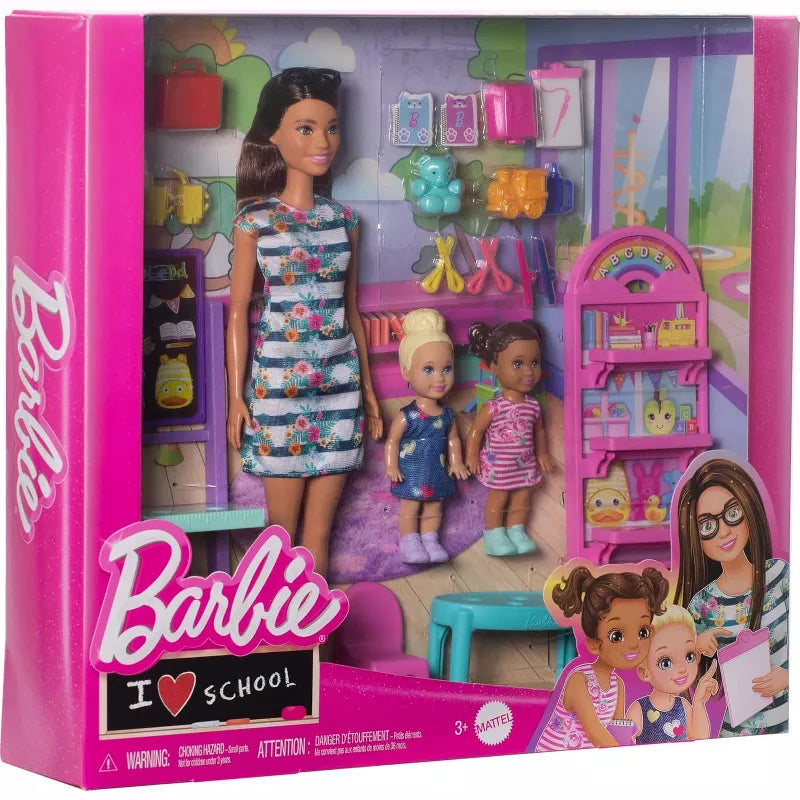 Barbie I Love School Classroom Playset with 1 Fashion Doll 2 Small Dolls + 20 Accessories thumbnail