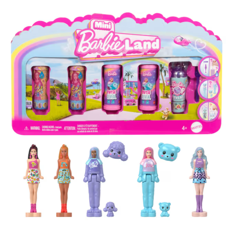 Barbie Mini BarbieLand Pop Reveal 5-Pack, 1.5-Inch Mini Dolls with Surprise Color Reveal and Sensory Play Element. This playful and unique series offers a sensory unboxing experience that will thrill Barbie fans. JCR08X2-JCR15X2-JCR22X1 thumbnail