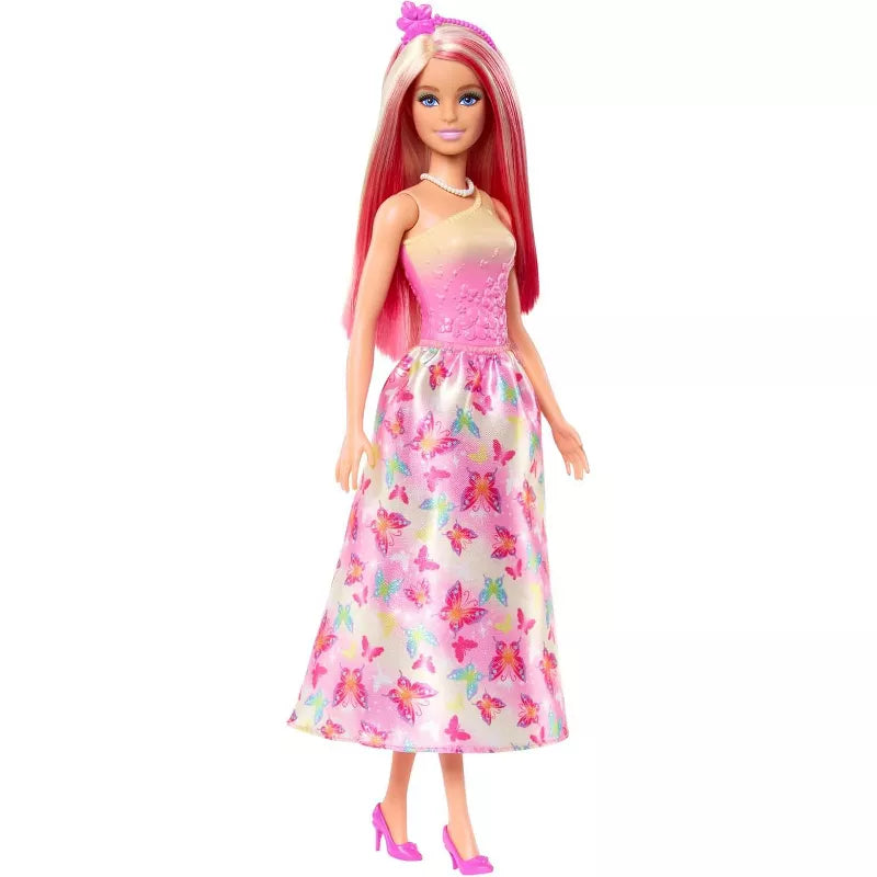 Barbie Royal Doll with Pink and Blonde Hair, Butterfly-Print Skirt and Accessories thumbnail