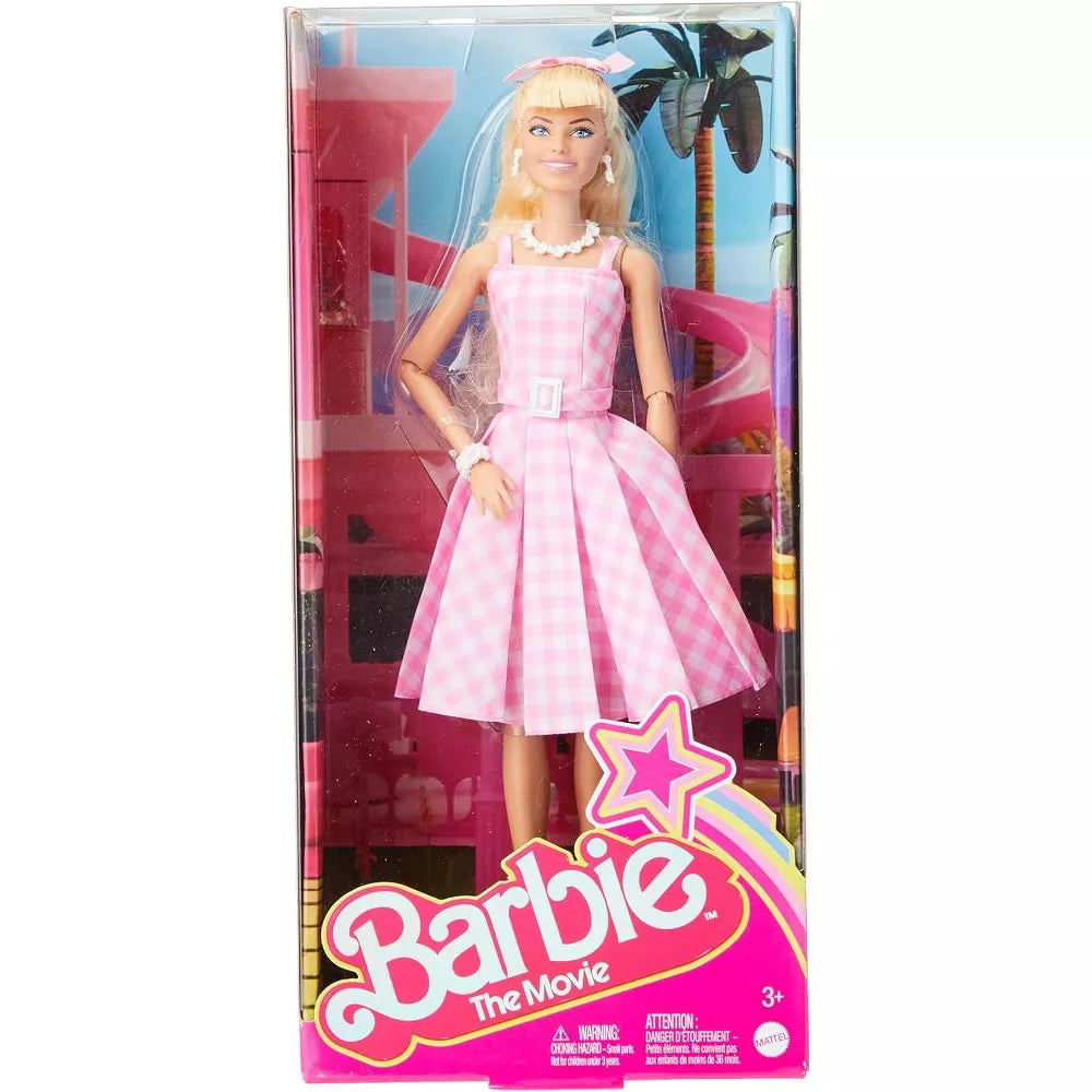 Barbie The Movie Doll 2-Pack – Barbie in Pink Gingham Dress & Ken in Pastel Beach Outfit with Surfboard, Movie-Inspired Fashion Dolls thumbnail