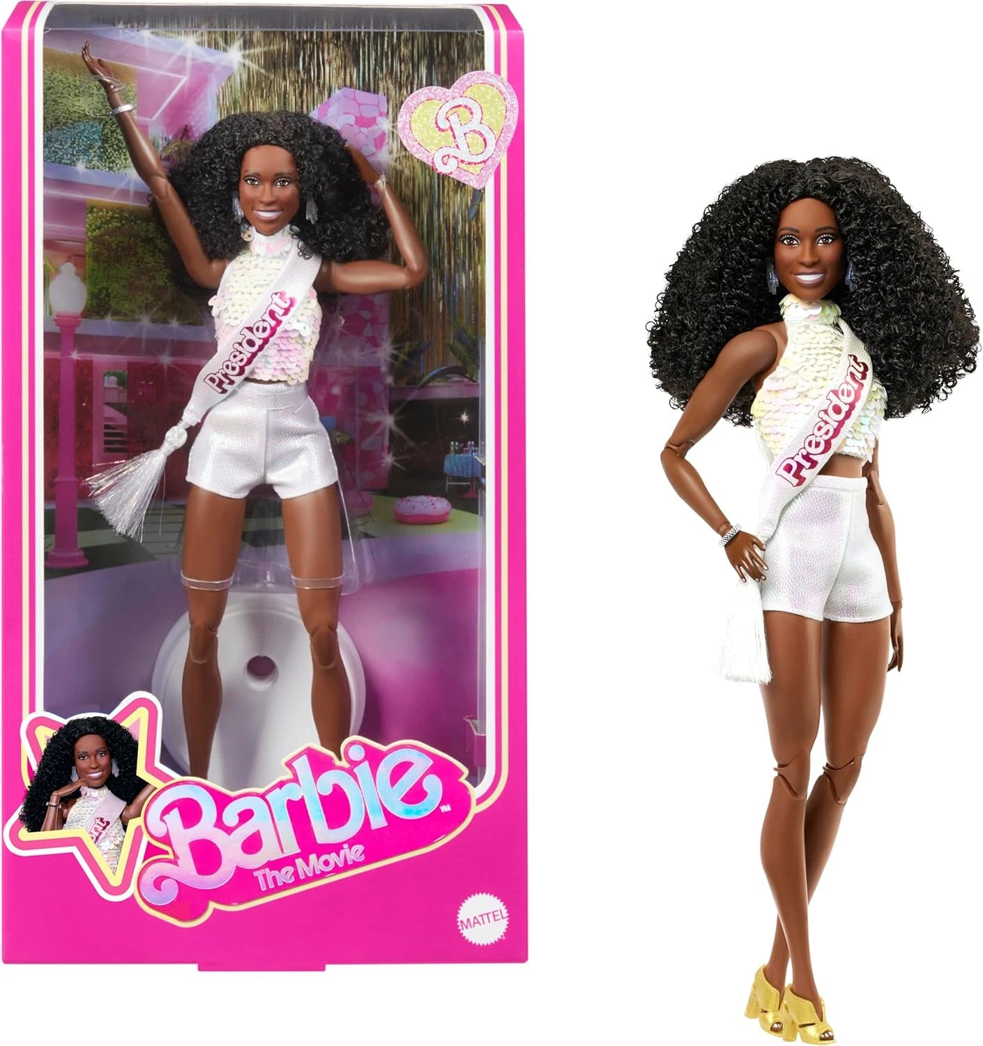 Barbie The Movie Issa Rae as President Collectible Doll with Elegant Presidential Outfit, Premium Display Packaging thumbnail