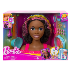 Barbie Totally Hair Styling Doll Head & 20+ Accessories. Barbie Totally Hair Deluxe Styling Heads turn any space into a fun beauty salon! With 22 accessories and ten color-change elements, kids can design endless creative hairstyles. HMD79