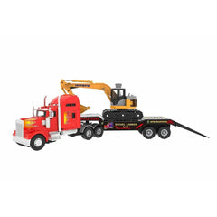 Big Rig Heavy Duty Tractor Trailer Transport Series Flatbed with Excavator MISSING PICES