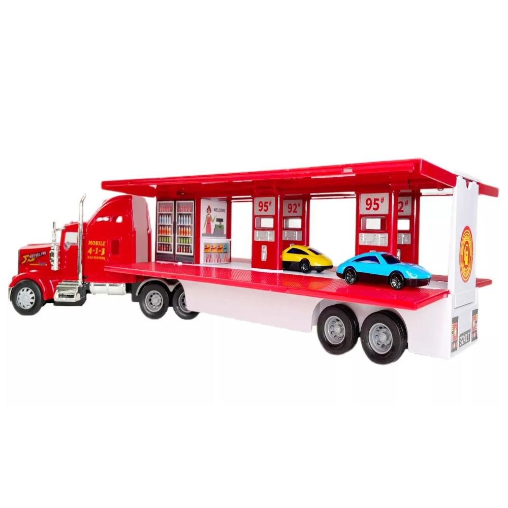 Big Daddy - Pop_Open Playset Gas Station Big Rig Semi Toy Truck & Mini Race Play Cars. Uncover the innovative pop-open design of the Big Daddy Big Rig Semi Toy Truck. BD-32417 thumbnail