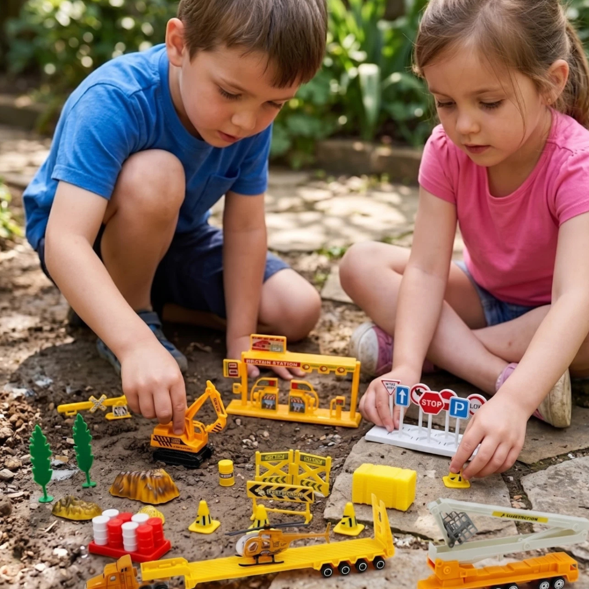 Big Daddy 37 Pc' Construction Toy Vehicles, Kids Mini Trucks thumbnail