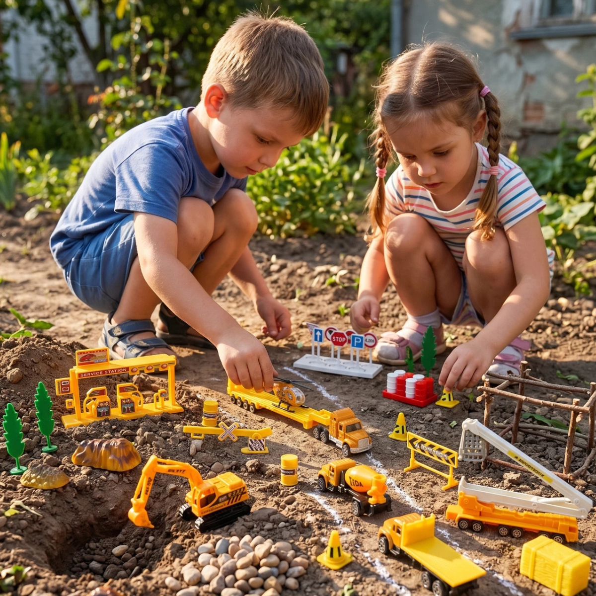 Big Daddy 37 Pc' Construction Toy Vehicles, Kids Mini Trucks thumbnail