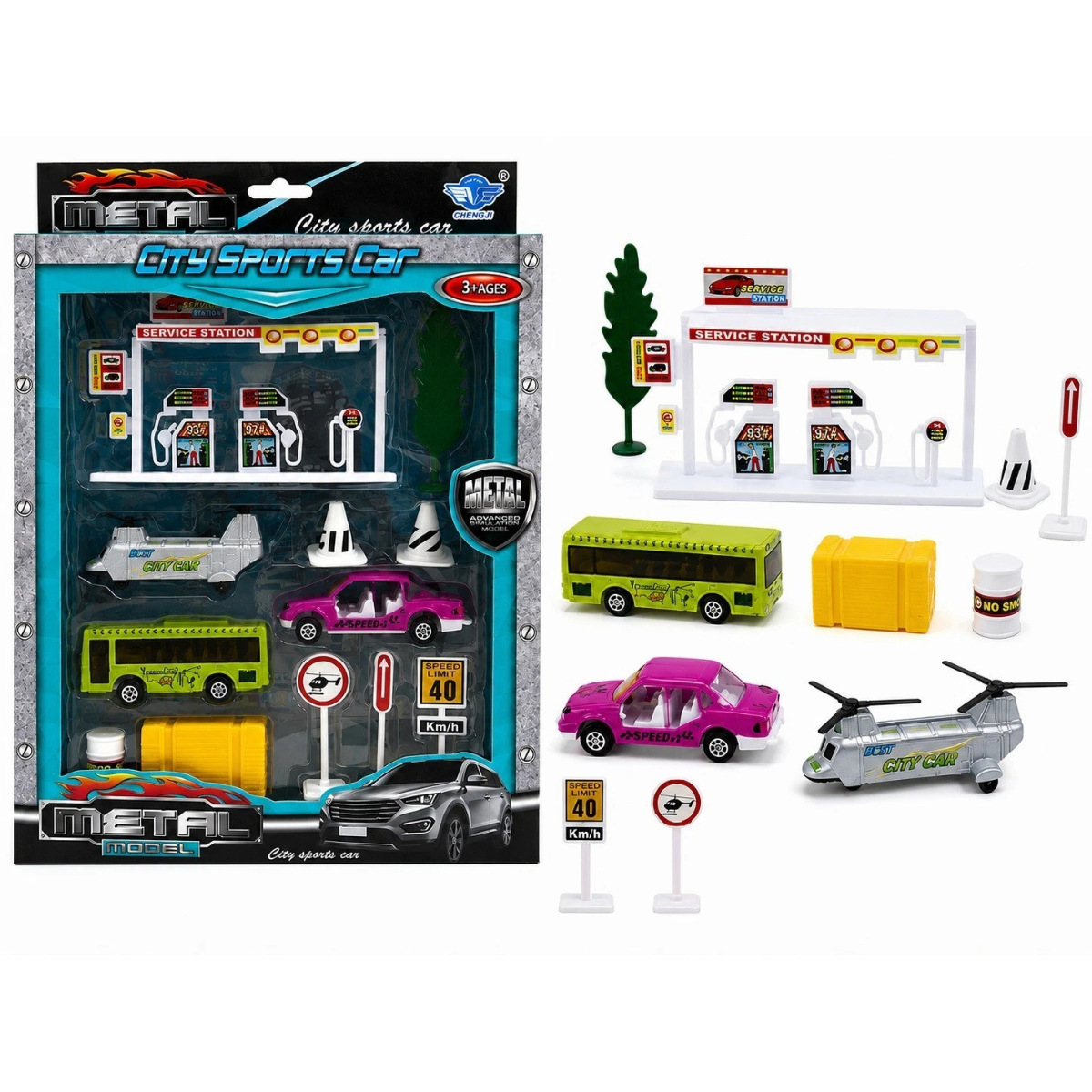 Big Daddy Sports Car Playset with Road Signs – Styles May Vary thumbnail