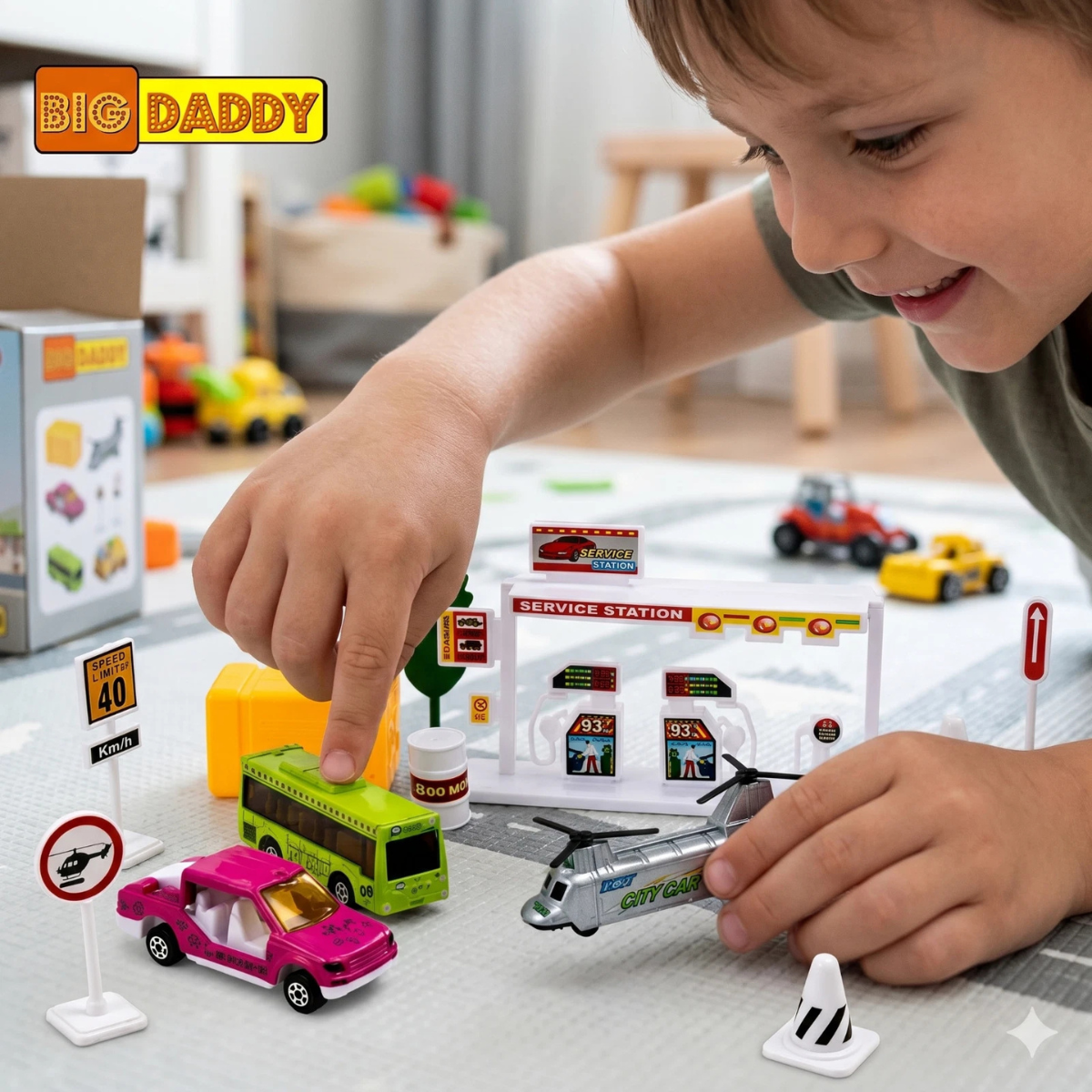 Big Daddy Sports Car Playset with Road Signs – Styles May Vary thumbnail
